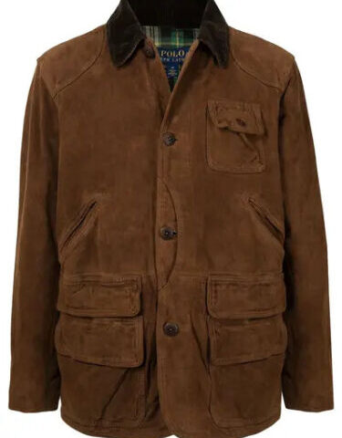 Polo Ralph Lauren Men's Suede Leather Single-Breasted Jacket in Brown Size