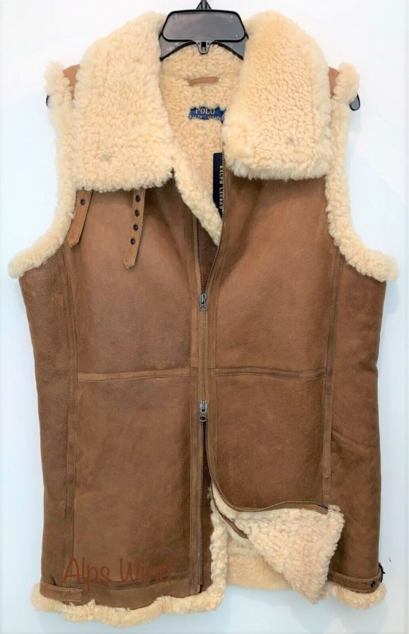 Polo Ralph Lauren Women's Brown Leather Shearling Fur Vest